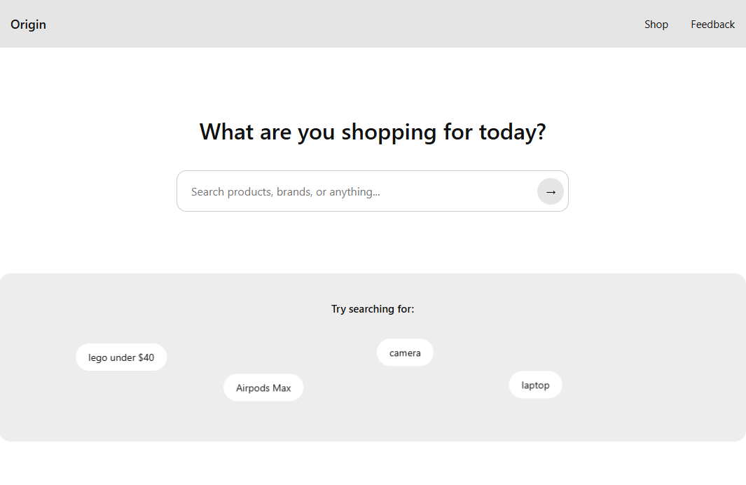 Origin homepage search bar